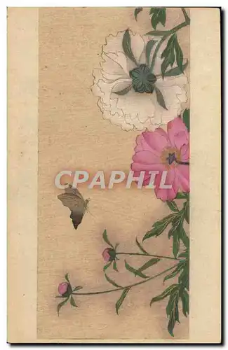 Ansichtskarte AK Japon Nippon Fleurs Papillon