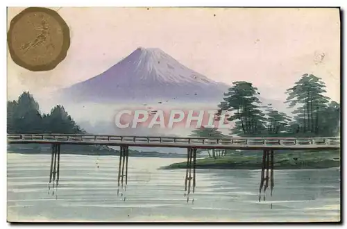 Ansichtskarte AK Japon Nippon Volcan (dessin a la main)