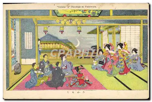 Ansichtskarte AK Japon Nippon Geisha Dancings at Yoshiwara Folklore Femmes