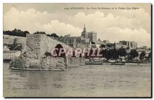 Cartes postales Avignon Le Pont St Benezet Et Le Palais Des Papes