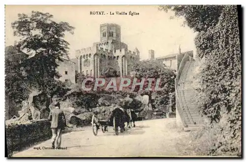 Cartes postales Royat La Vieille Eglise Attelage