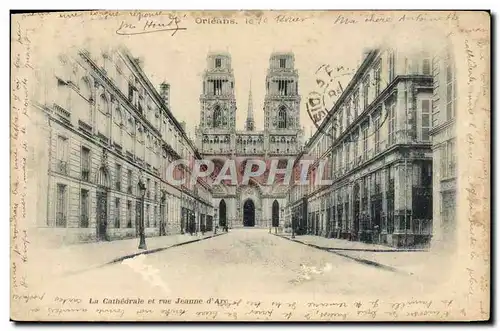 Cartes postales Orleans La Cathedrale Et Rue Jeanne d&#39Arc