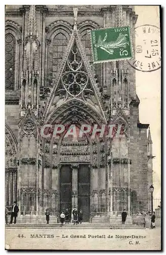 Cartes postales Mantes Le Grand Portail De Notre Dame