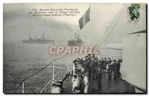 Cartes postales Bateau la musique sur la plage arriere du cuirasse amiral Patrie