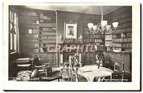 Ansichtskarte AK Bateau HMS Excellent Ward room Officers Library Bibliotheque