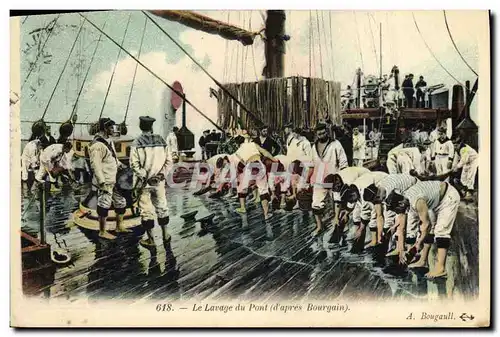 Cartes postales Bateau Le lavage du pont d&#39apres Bourgain