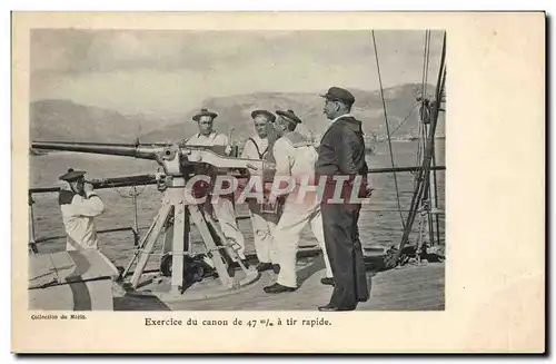 Cartes postales Bateau Exercice d'un canon de 47mm a tir rapide