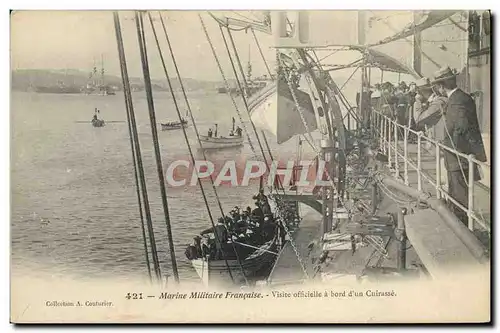 Cartes postales Bateau Marine militaire Visite officielle a bord d&#39un cuirasse