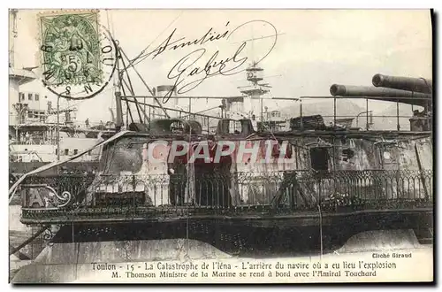 Cartes postales Bateau Toulon La catastrophe du Iena L&#39arriere du navire