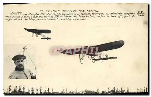 Cartes postales Avion Aviation Grande semaine d&#39aviation Mamet sur monoplan Bleriot