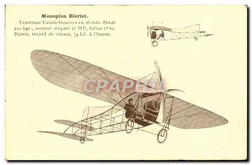 Ansichtskarte AK Avion Aviation Monoplan Bleriot Traversee Calais Douvres en 26 mn