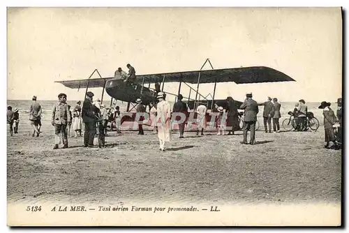 Cartes postales Avion Aviation A la mer Taxi aerien Farman pour promenades