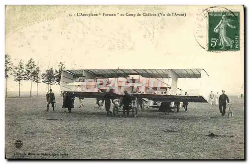 Cartes postales Avion Aviation L&#39aeroplane Farman au camp du chateau Vu de l&#39avant