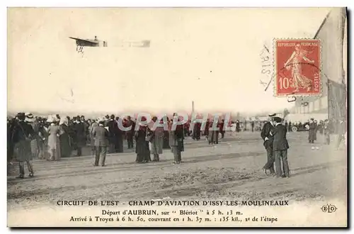 Cartes postales Avion Aviation Circuit de l&#39Est Champ d&#39aviation d&#39Issy les Moulineaux Depart d&#39Aubr