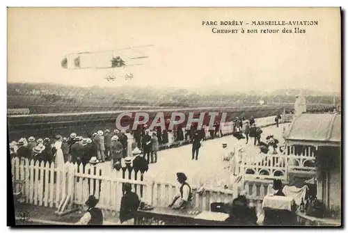 VINTAGE POSTCARD Avion Aviation Park Borely Marseilles Aviation Cheuret has its return of the island