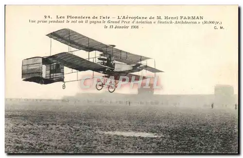 Cartes postales Avion Aviation Aeroplane de M Herni Farman Vue prise pendant le vol ou il gagna le grand prix d&