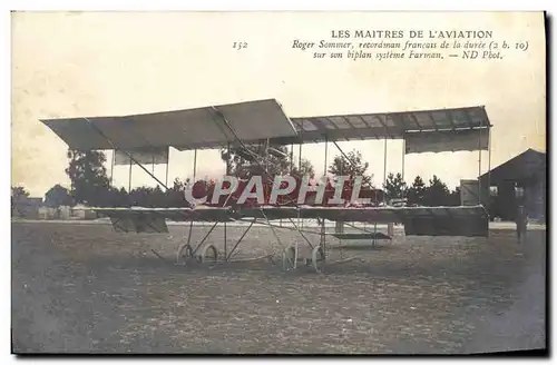 Cartes postales Avion Aviation Roger Sommer sur son biplan