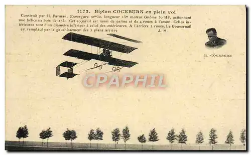 Ansichtskarte AK Avion Aviation Biplan Cockburn en plein vol