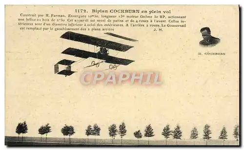 Cartes postales Avion Aviation Biplan Cockburn en plein vol