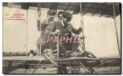 Cartes postales Avion Aviation Farman vole avec deux passagers