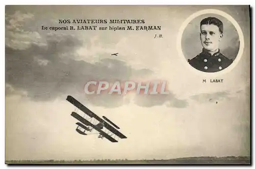Ansichtskarte AK Avion Aviation le caporal Labat sur biplan Farman