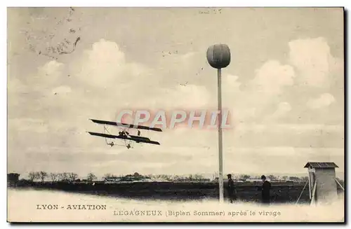Cartes postales Avion Aviation Lyon Aviation Biplan Sommer apres le virage