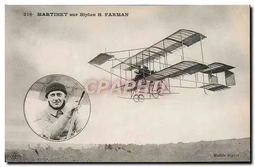 Cartes postales Avion Aviation Martinet sur biplan H Farman
