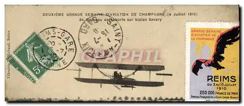 Cartes postales Avion Aviation Deuxieme grande semaine d&#39aviation de Champagne Bruneau de Laborie sur biplan