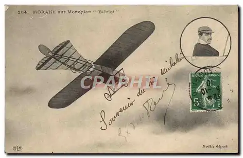Cartes postales Avion Aviation Morane sur monoplan Bleriot