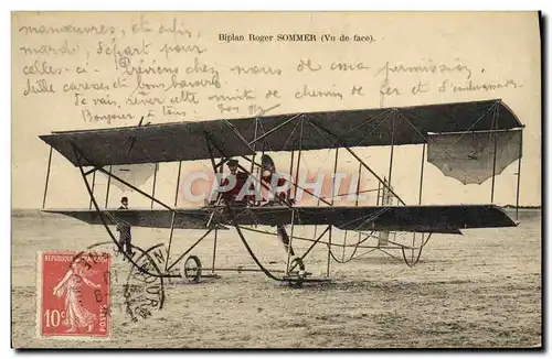 Cartes postales Avion Aviation Biplan Sommer Vu de face