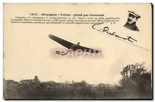 Ansichtskarte AK Avion Aviation Monoplan Tellier pilote par Dubonnet