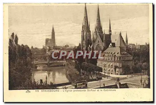 Cartes postales Strasbourg L&#39Eglise Protestante St Paul et la Cathedrale