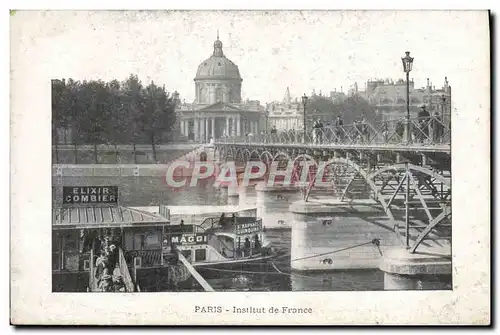 Cartes postales Paris Institut de France Bateau Peniche Elixir Combier Maggi