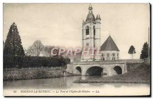 Cartes postales Nogent Le Rotrou Le Pont et L&#39Eglise St Hilaire