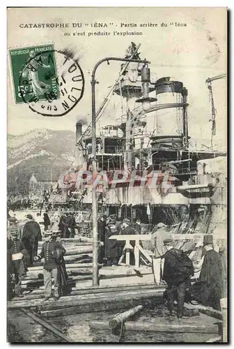 Cartes postales Bateau Guerre Catastrophe du Cuirasse Iena Partie arriere du Iena ou s&#39est produite l&#39expl