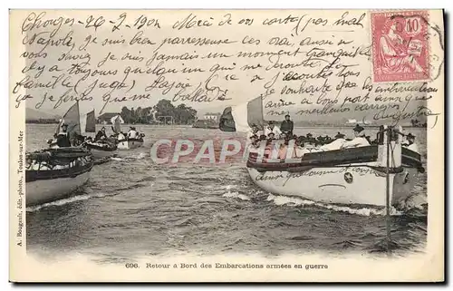 Cartes postales Bateau Guerre Retour a bord des embarcations armees en guerre