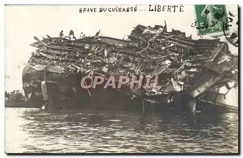 CARTE PHOTO Bateau Guerre Epave du cuirasse Liberte