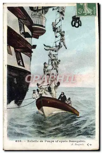Cartes postales Bateau Guerre Echelle de Poupe d'apres Bourgain