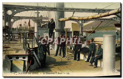 Cartes postales Bateau Guerre Le dimanche a bord Gymnastique