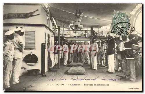 Cartes postales Bateau Guerre Toulon Couronne Exercices de gymnastique