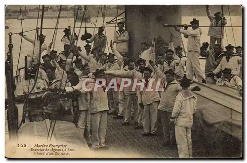 Cartes postales Bateau Guerre Exercice de signaux a bras a bord d'un cuirasse
