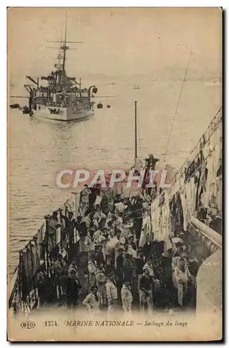 Cartes postales Bateau Guerre Sechage du linge