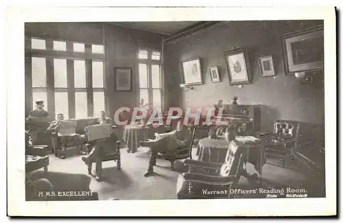 Ansichtskarte AK Bateau Guerre HMS Excellent Warrant officers reading room