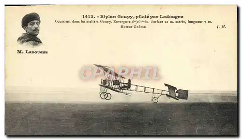 Cartes postales Avion Aviation Biplan Goupy Ladougne