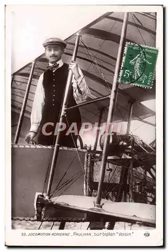 Cartes postales Avion Aviation Paulhan sur biplan Voisin