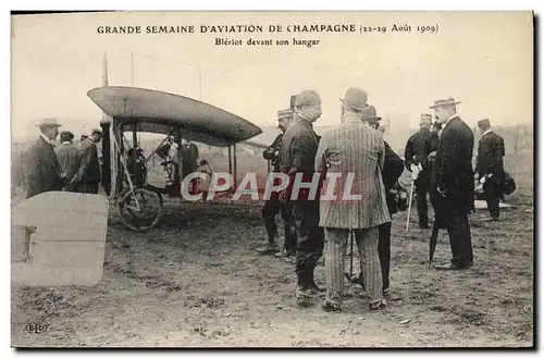 Cartes postales Avion Aviation Grande semaine d&#39aviation de Champagne Bleriot devant son hangar