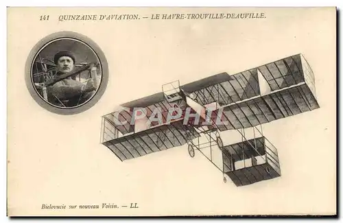 Ansichtskarte AK Avion Aviation Quinzaine d&#39aviation Le Havre Trouville Deauville