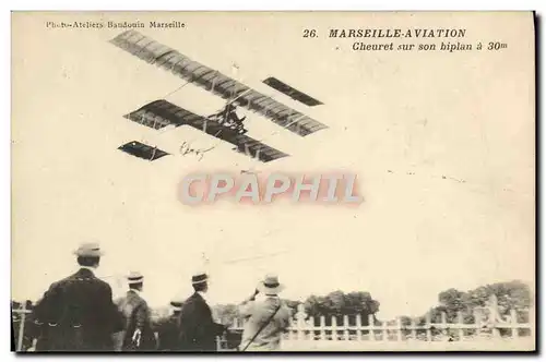 Cartes postales Avion Aviation Marseille Aviation Cheuret sur son biplan