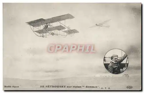 Cartes postales Avion Aviation De Petrowsky sur biplan Sommer