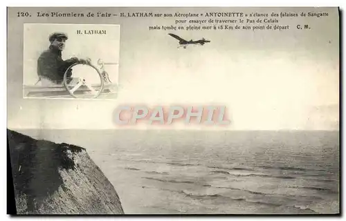 Ansichtskarte AK Avion Aviation Latham sur aeroplane Antoinette Falaises de Sangatte